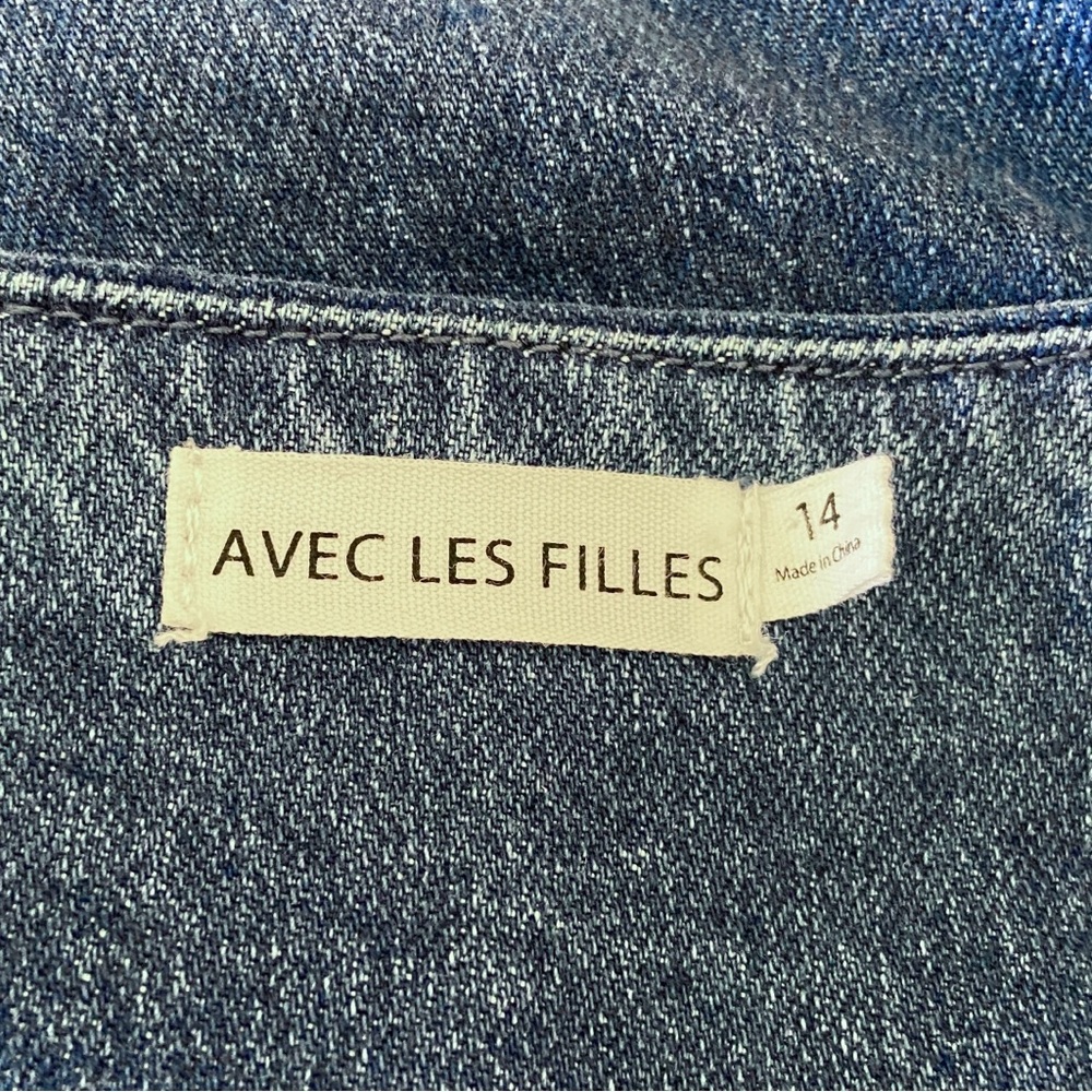 Dress - Avec Les Filles - Blue Denim - Western Boot-Like Embroidered Stitching - Picture 5 of 11